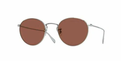 Pre-owned Oliver Peoples 0ov1186s Coleridge Sun 5036c5 Silver Sunglasses In Red