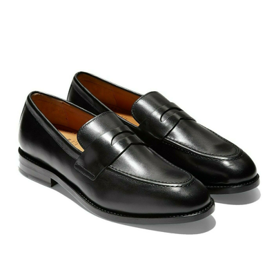 Pre-owned Cole Haan Mens  Kneeland Penny Loafers Slip On Dress Shoes Wide Extra Wide Width In Black