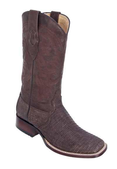 Pre-owned Los Altos Boots Los Altos Sanded Brown Genuine Teju Lizard Western Boots Square Toe Ee+