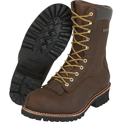 Pre-owned Gravel Gear Men's 10in Waterproof Steel Toe Logger Work Boot- Brown Size 8 1/2