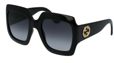 Pre-owned Gucci Gg0053sn 001 Gradient Black/gray Square Women's Sunglasses