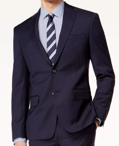 Pre-owned Dkny $525  Men's Blue Modern-fit Wool Striped Blazer Suit Sport Coat Jacket 42s