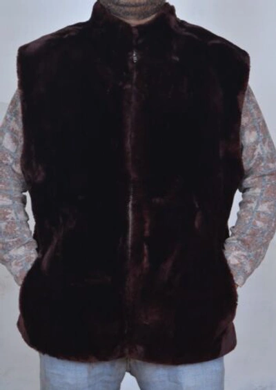 Pre-owned Handmade Real Shavered Beaver Fur Vest All Sizes & Custom Sizes 26" Length In Natural Color