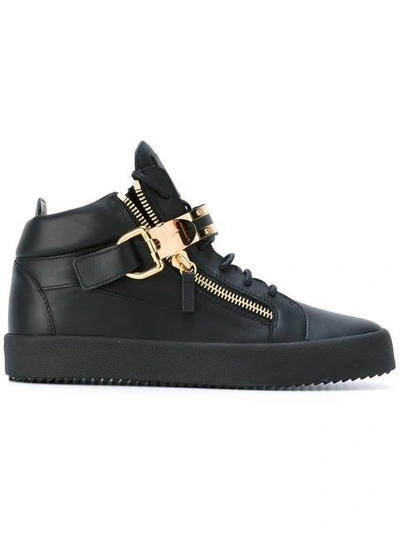 Giuseppe Zanotti Side Zip High Top Sneaker In Black