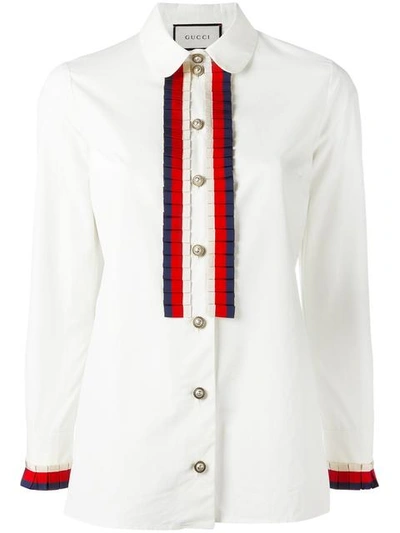 Gucci Embellished Cotton Shirt In White