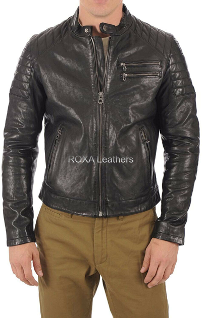 Pre-owned Roxa Leathers Classic Men Bike Rider Genuine Lambskin Real ...
