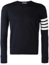 Thom Browne Navy Shetland Jersey Knit 4-bar Sweater In Blue
