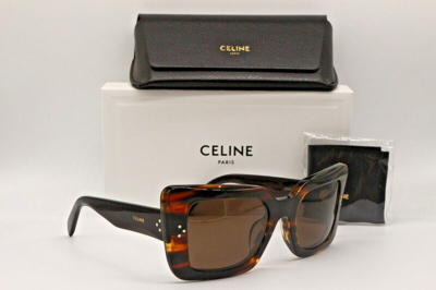 Pre-owned Celine Cl 40156u 56e Havana Horn Authentic Frames Sunglasses 54-22 In Brown