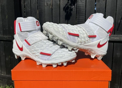 Pre-owned Nike Ohio State Pe Force Savage Elite 2 Td Football Cleats White Size 15
