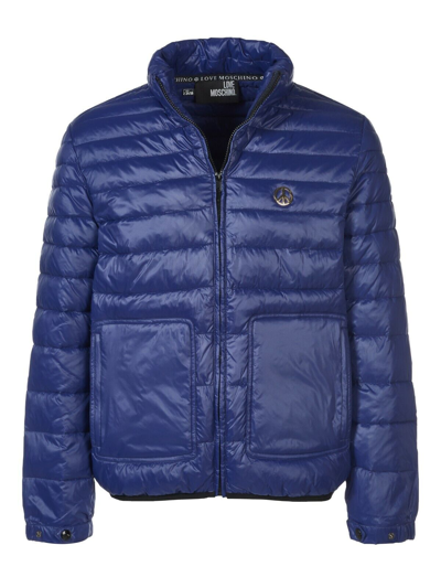 Pre-owned Moschino Love Men's Winter Logo Peace Puffer Jacket Size