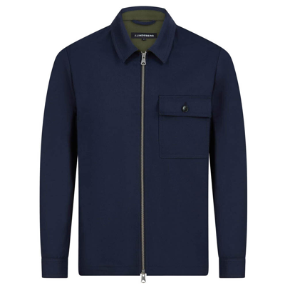 Pre-owned J. Lindeberg J Lindeberg Mens Overshirt Jason Cotton Bi Stretch Twill Fabric In Navy Blue