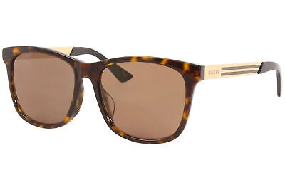 Pre-owned Gucci Web Gg0695sa 002 Sunglasses Men's Havana-gold/brown Lenses Square 56mm