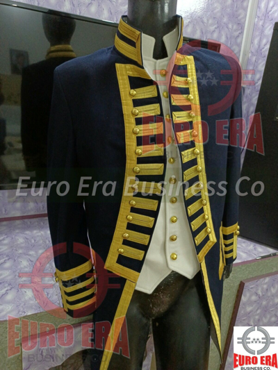 Pre-owned Euro Napoleonic Regency Naval Admiral Captain Frock Coat With Waistcoat In All Sizes In Blue