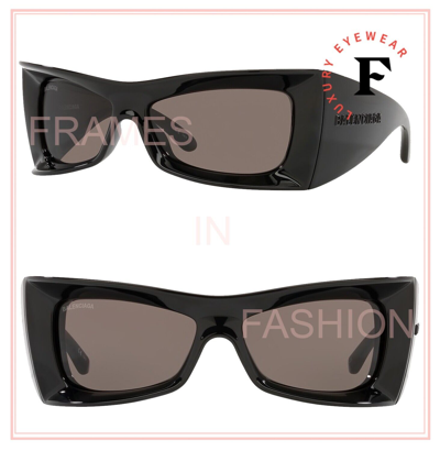Pre-owned Balenciaga Extreme Oversized Wrap 0156 Black Bold Unisex Sunglasses Bb0156s 001 In Gray