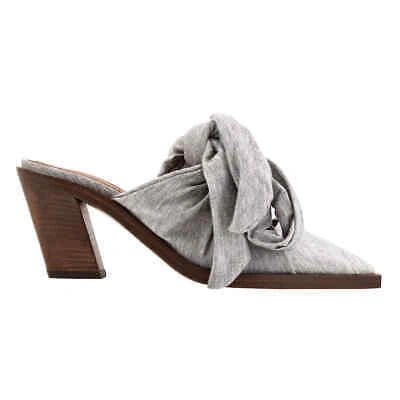 Pre-owned Burberry Pewter Melange Synthetic Tillington Ankle-wrap Mules In Gray