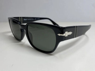 Pre-owned Persol 0po 3245s 95/58 Black/green Polarized Pillow Men's Sunglasses