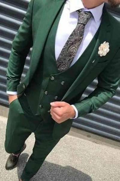 Pre-owned Handmade Mens 3 Piece Wedding Suit  Groom Wear Prom Party Wear Tuxedo Coat Pants In Green