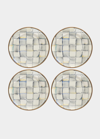 Mackenzie-childs Sterling Check Enamel 4-piece Appetizer Plate Set