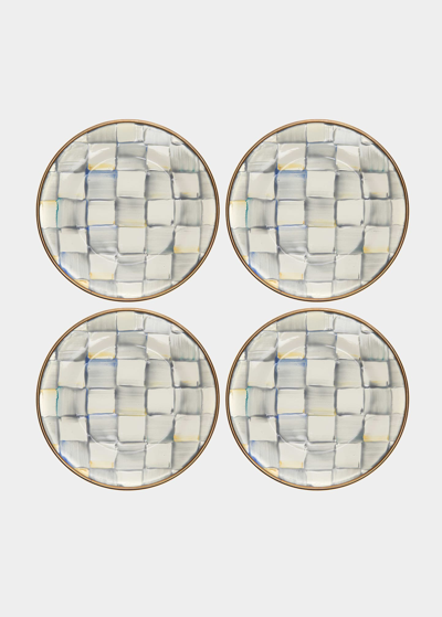 Mackenzie-childs Sterling Check Enamel Canape Plates, Set Of 4