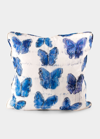 Hunt Slonem Butterflies In Blue Cotton Pillow, 22"