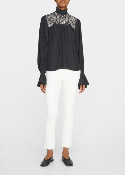 Ramy Brook Eclipse Bell-sleeve Blouse In Linen