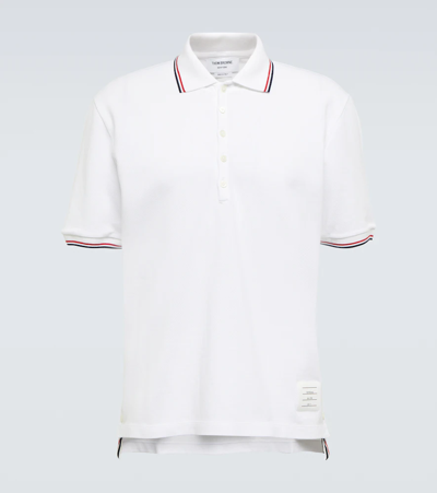 Thom Browne Classic Pique Stripe Short Sleeve Polo In White