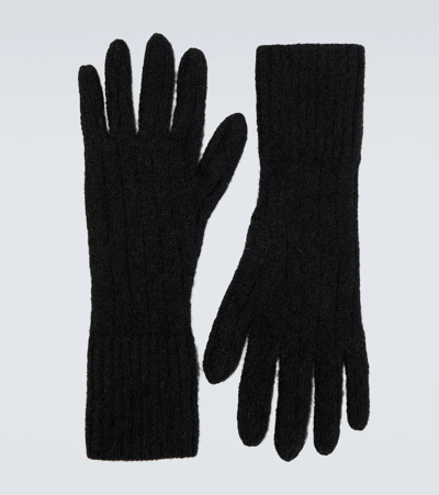 Dries Van Noten Alpaca Wool-blend Gloves In 900 Black