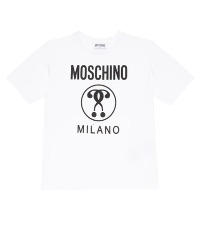 Moschino Kids' Logo-print Cotton-blend Jersey T-shirt In Optical White