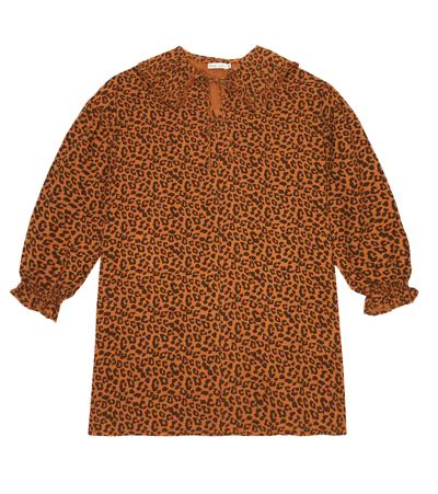 The New Society Kids' Federica Leopard-print Cotton Dress In Caramel Leo Print