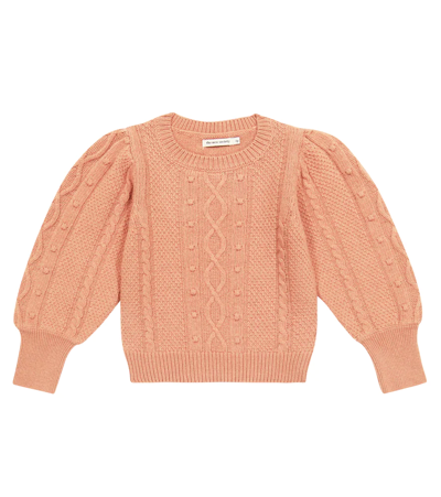 The New Society Kids' Cable-knit Sweater In Petal