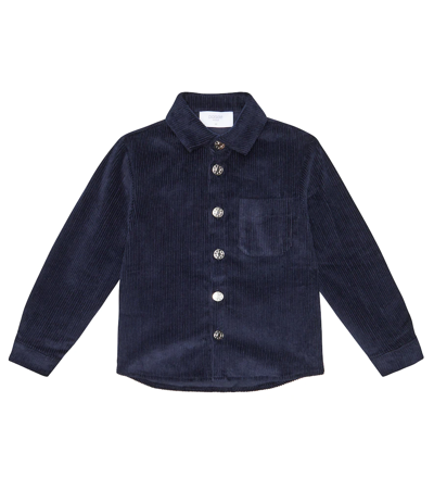 Paade Mode Kids' Cotton Corduroy Shirt In Amsterdam Blue