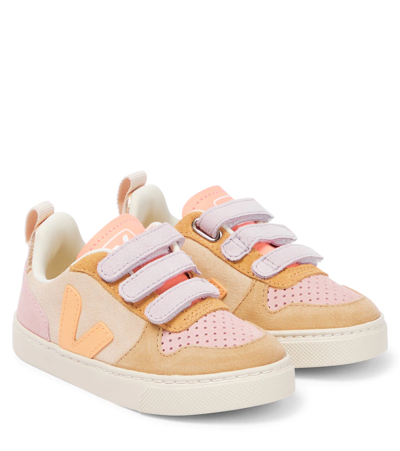 Veja Kids' V-10 Suede Sneakers In Beige