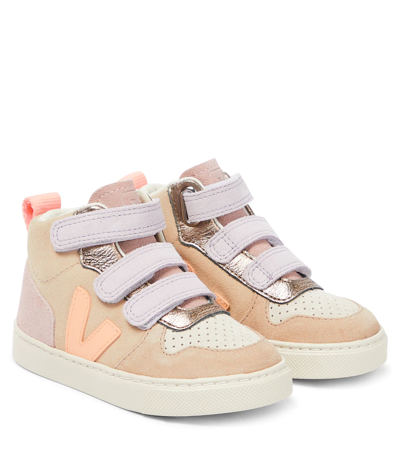 Veja Kids' Touch-strap High-top Sneakers In Neutrals
