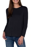 Liverpool Los Angeles High-low Long Sleeve Top In Black