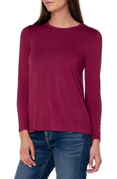 Liverpool Los Angeles High-low Long Sleeve Top In Dried Plum