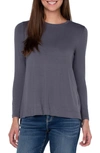 Liverpool Los Angeles High-low Long Sleeve Top In Shark Skin Grey