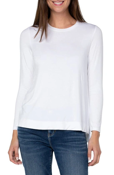 Liverpool Los Angeles High-low Long Sleeve Top In White