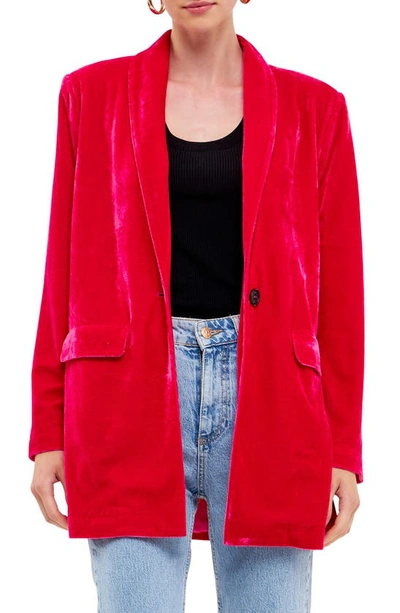 Endless Rose Velvet Blazer In Fuchsia