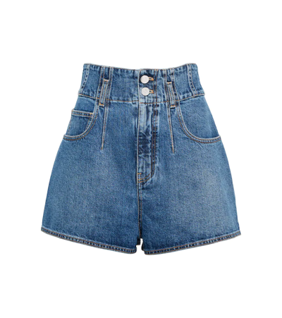 Alaïa Women's High-waisted Denim Shorts In Blue