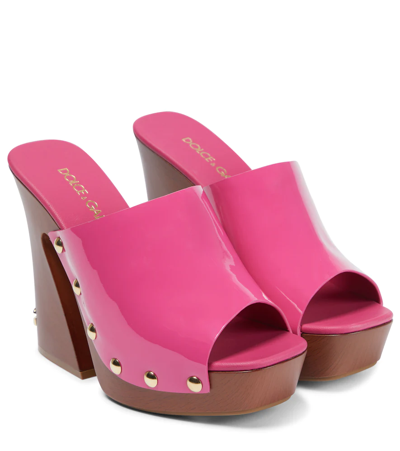 Dolce & Gabbana Patent Leather Clogs In Pink