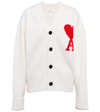 Ami Alexandre Mattiussi Ami De Coeur Cotton-blend Cardigan In Off White/red