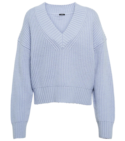 Joseph Stitch Ribbed Cotton, Wool And Cashmere-blend Sweater In Horizon