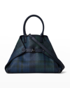 AKRIS AI SMALL PLAID BRAIDED TOP-HANDLE BAG