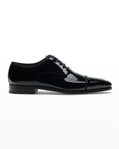 Magnanni Men's Jadiel Patent Cap-toe Oxfords In Black Patent