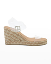 Allegra James Maeve Vinyl Ankle-strap Wedge Espadrilles In Clear