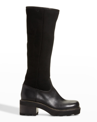 Gabriela Hearst Vylos Calfskin Knee Moto Boots In 001 Black
