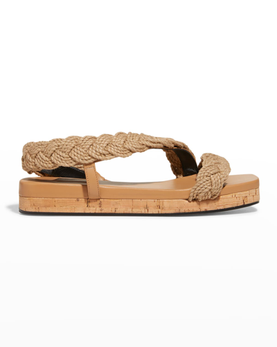 Serena Uziyel Ronda Braided Slingback Flatform Sandals In Latte