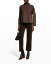 Eileen Fisher Lightweight Ponte Turtleneck Top In Coffee