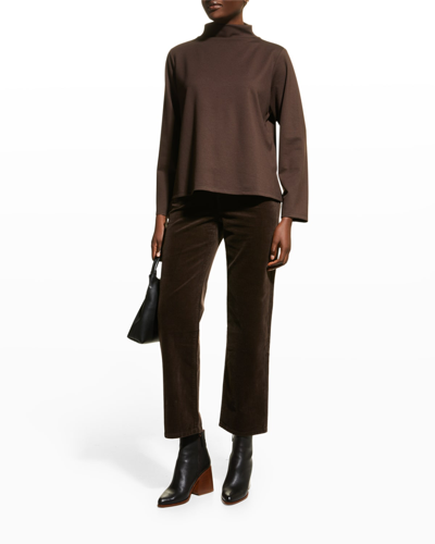 Eileen Fisher Lightweight Ponte Turtleneck Top In Coffee