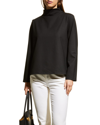 Eileen Fisher Textured Crewneck Organic Linen & Cotton Sweater In Black